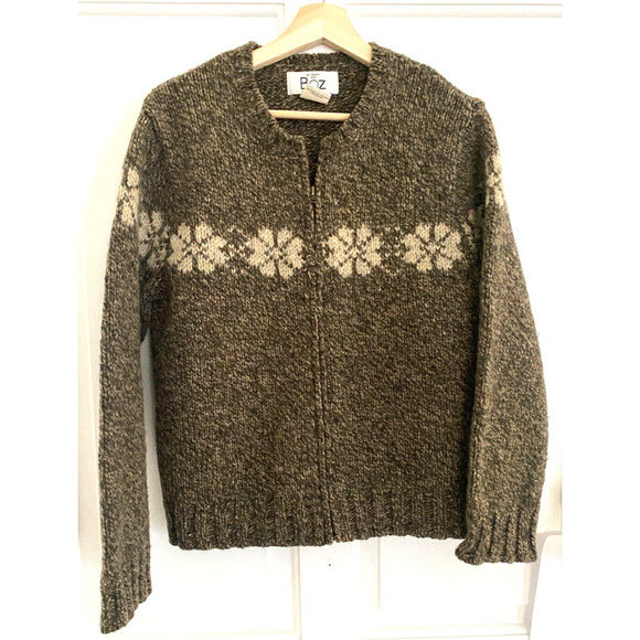 BOZ LES TRICOTS LAMP WOOL VINTAGE WOMEN'S SWEATER ZIPPERED CARDIGAN SIZE M - Picture 1 of 4